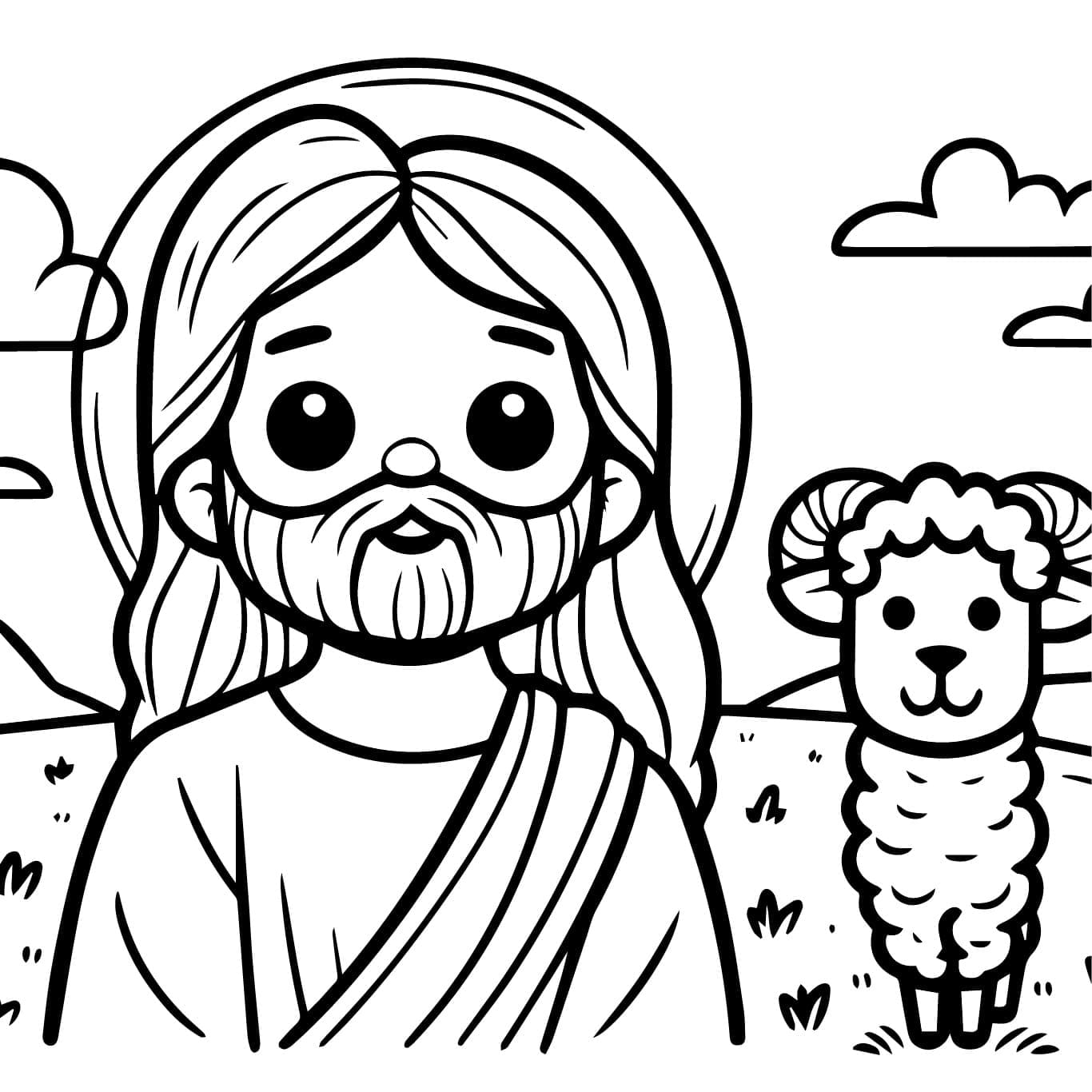 Jesus und ein Schaf