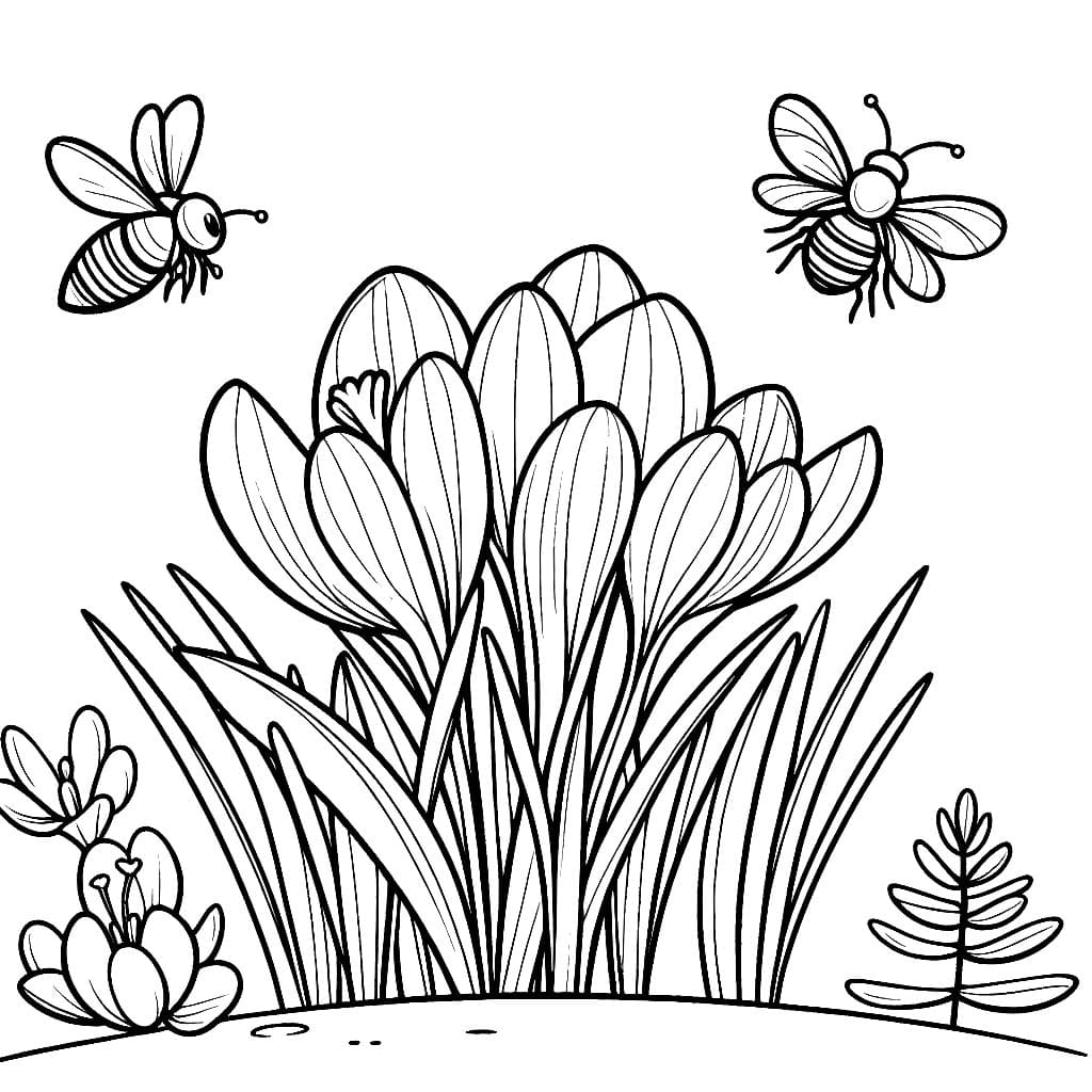 Krokusse mit Bienen