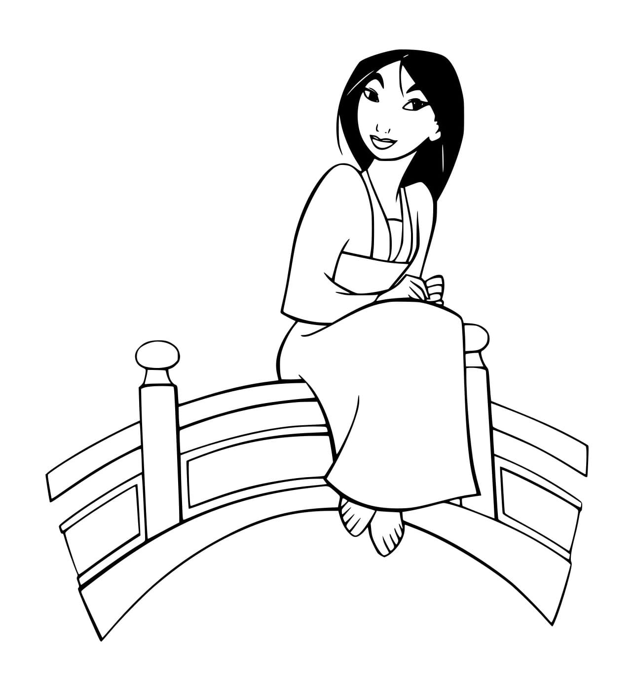 Mulan sitzt auf der Brücke