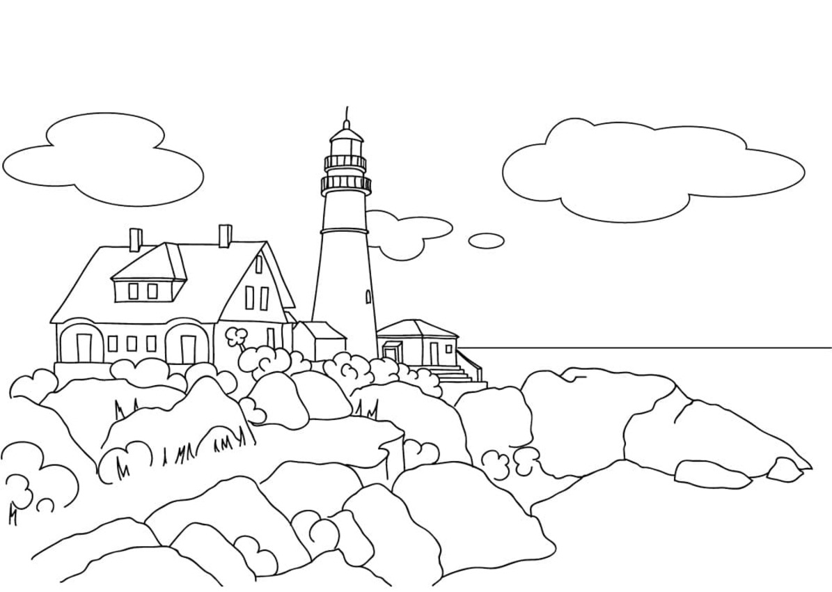 Landschaft mit Leuchtturm