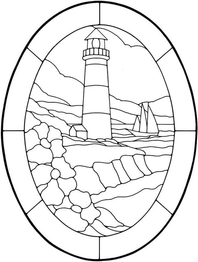 Leuchtturm Buntglas