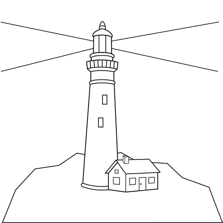 Leuchtturm Druckvorlage für Kinder