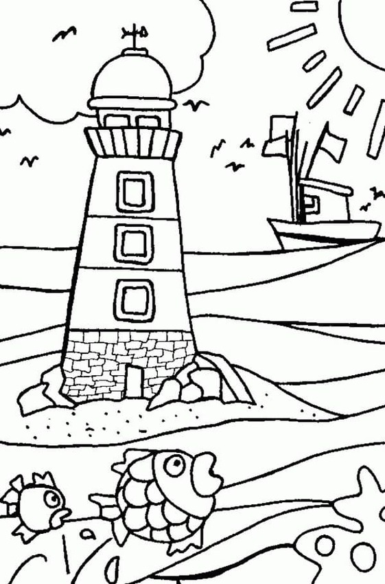 Leuchtturm und Fische