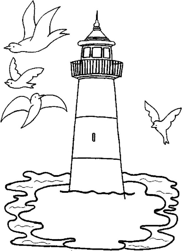 Leuchtturm und Vögel