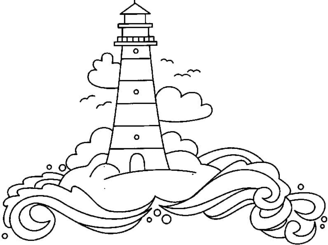 Leuchtturm und Wellen