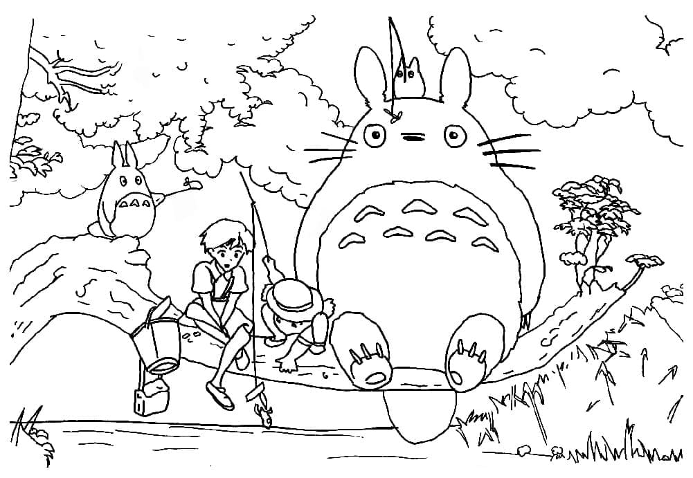 Zeichne Totoro glücklich