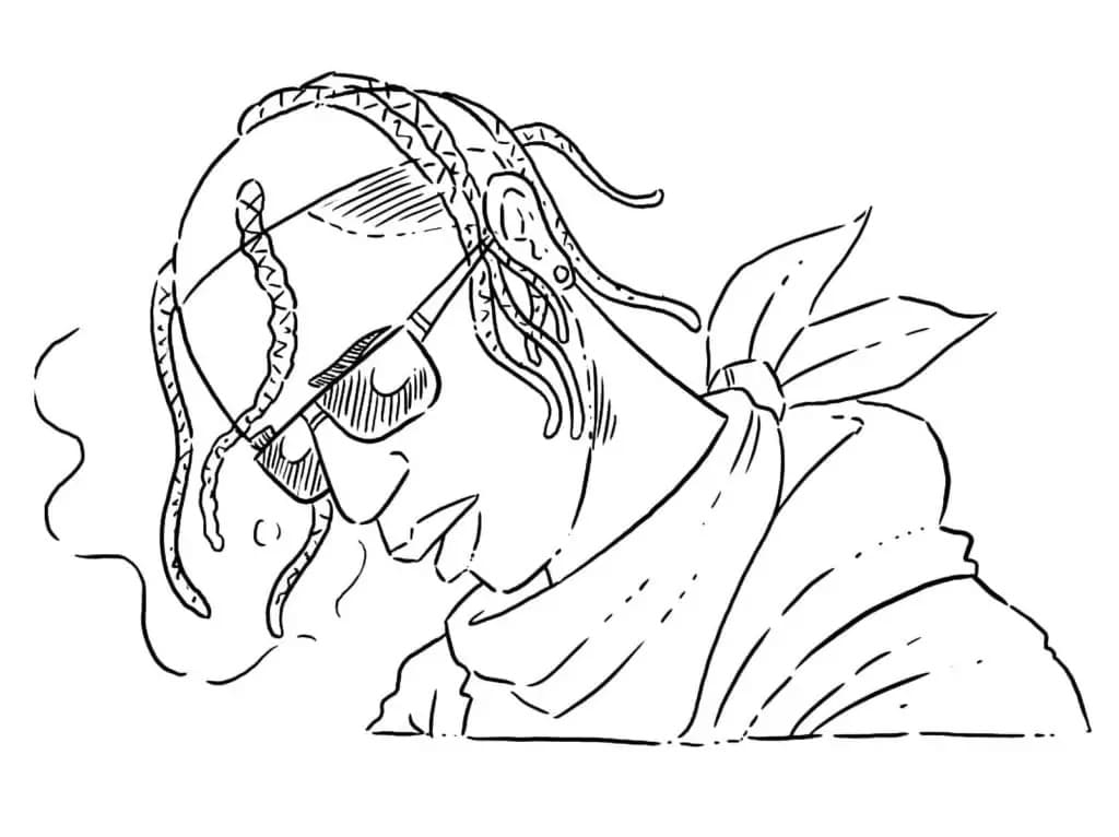 Zeichnen Sie Travis Scott basisch