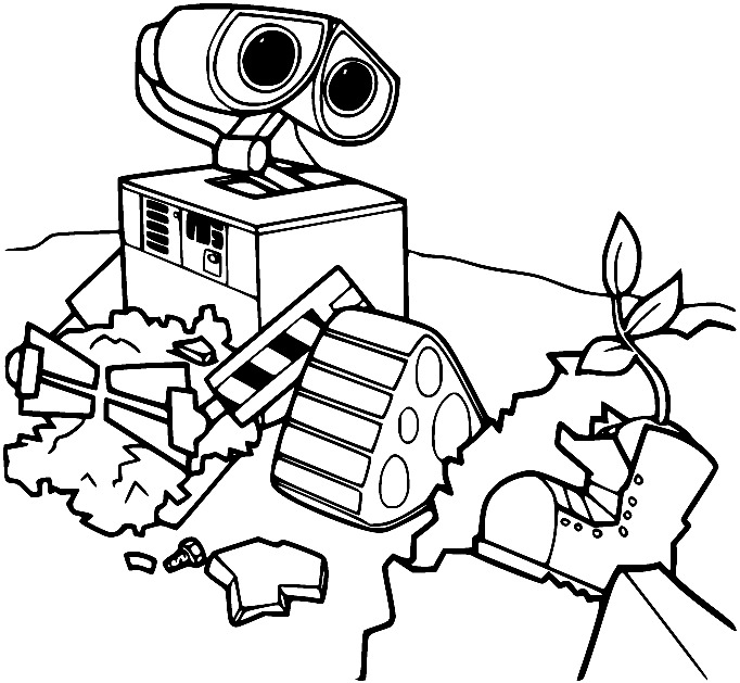 Zeichnen Sie Wall-E zum Ausdrucken für Kinder