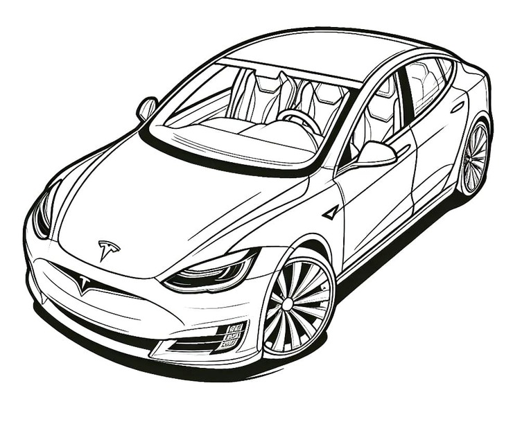 Tesla zeichnen zum Ausdrucken