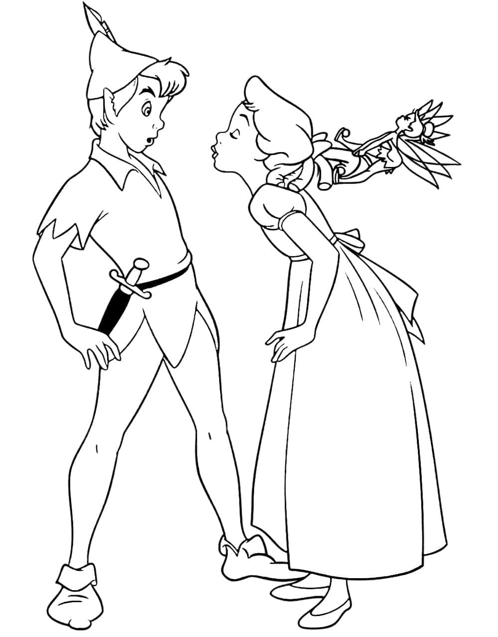 Zeichne Peter Pan Wendy und Tinkerbell