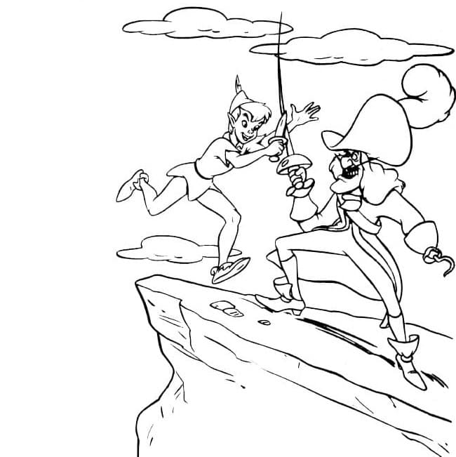 Zeichne Peter Pan gegen Captain Hook