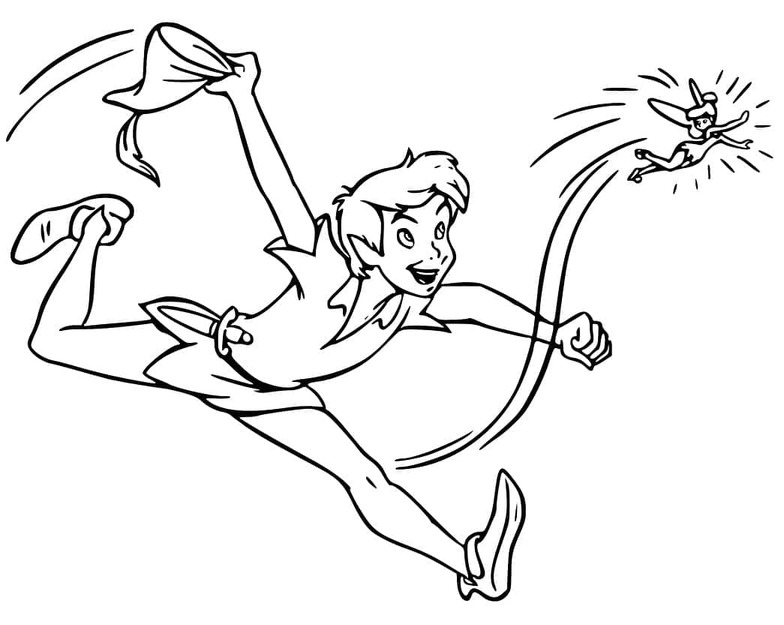 Zeichne Peter Pan und Tinker Bell glücklich
