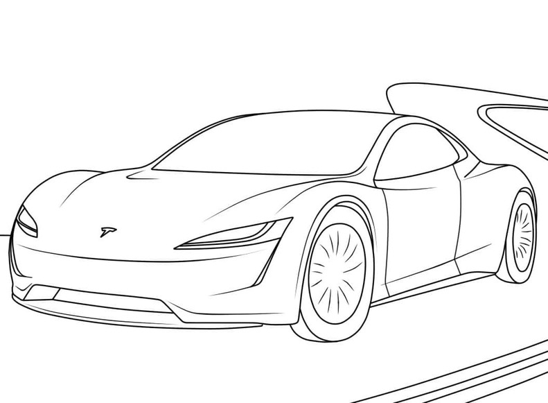 Zeichne den Tesla Sportwagen
