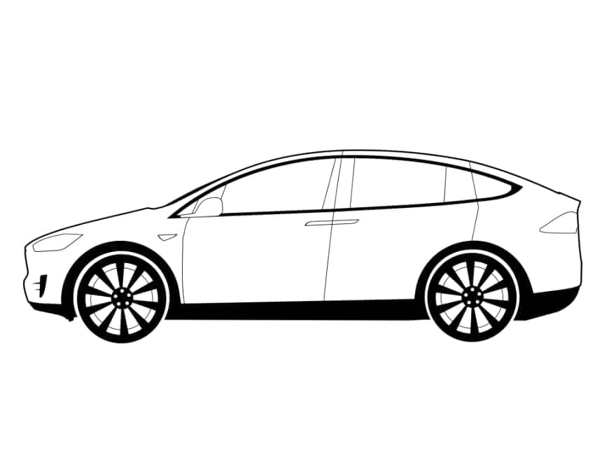 Zeichne ein Tesla-Auto