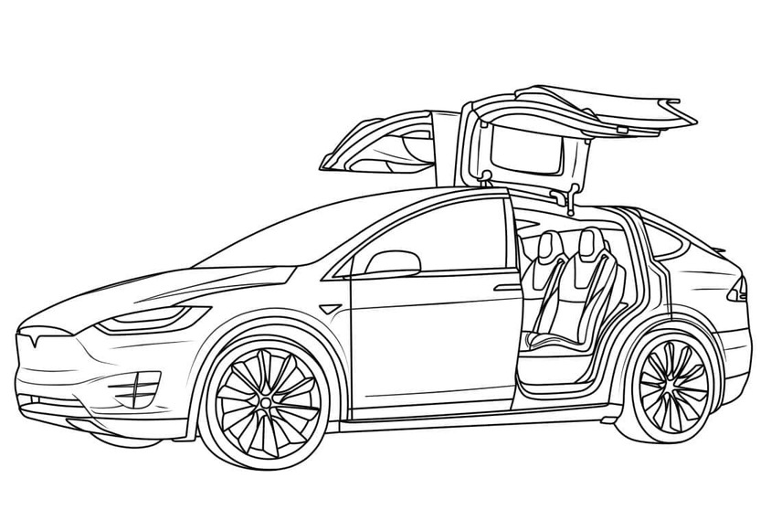 Zeichne ein schönes Tesla-Auto