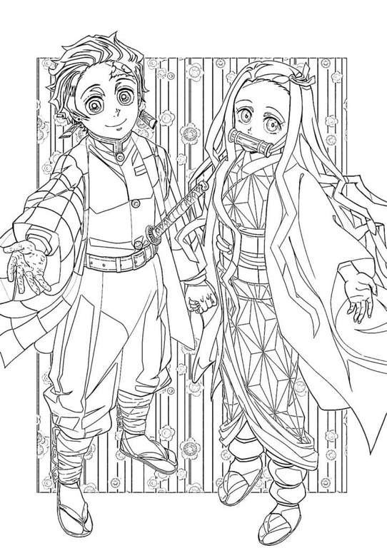 Zeichnen Nezuko und Tanjiro