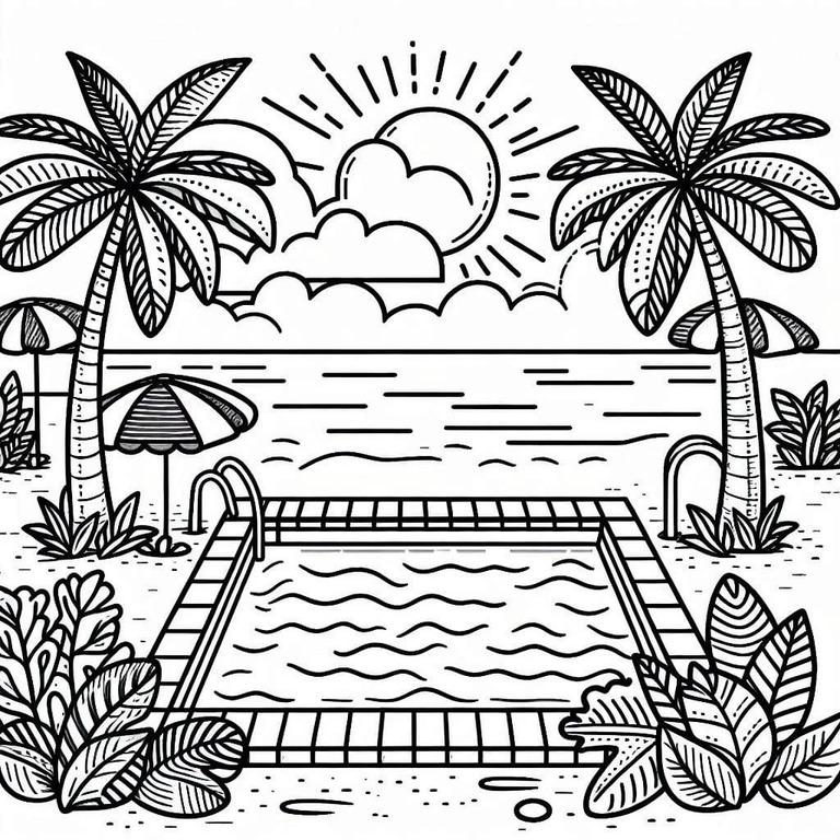 Zeichnen Schwimmbad druckbar