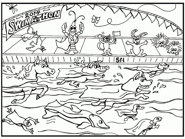 Zeichnen Schwimmbad zum Ausdrucken für Kinder