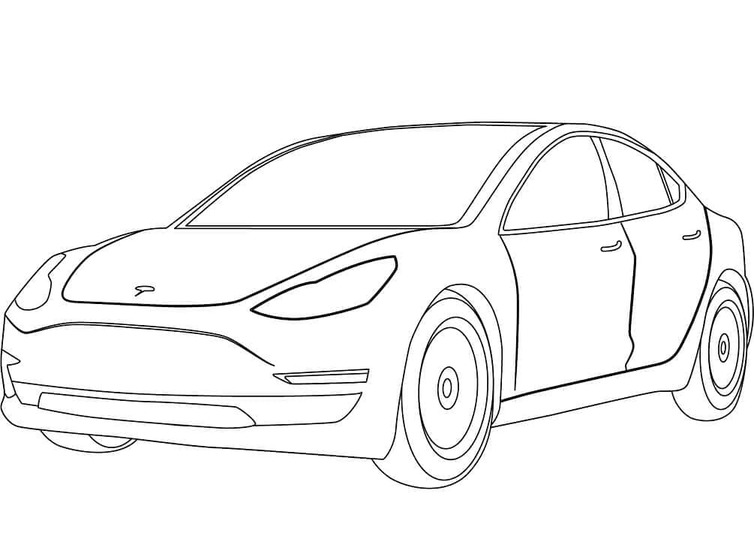 Zeichnen Sie Tesla Auto Modell 3