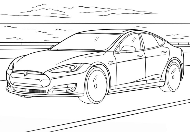 Zeichnen Sie Tesla Auto Modell S