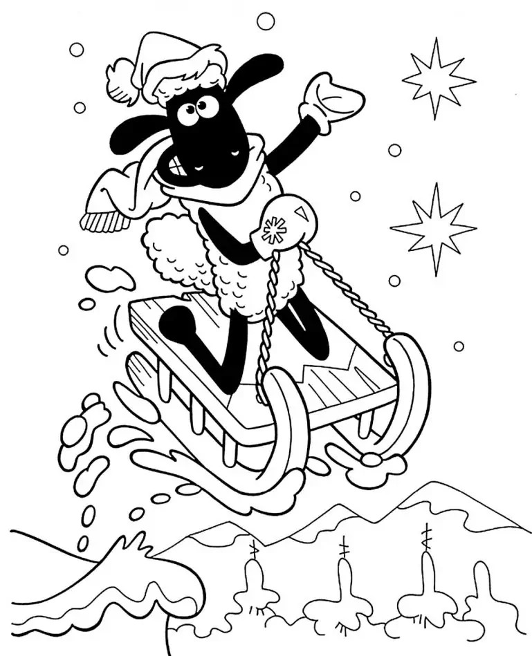Zeichnen frei Shaun das Schaf Skifahren