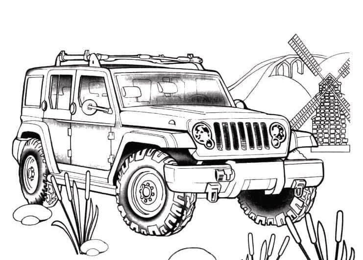 Zeichnen Jeep schlicht druckbar