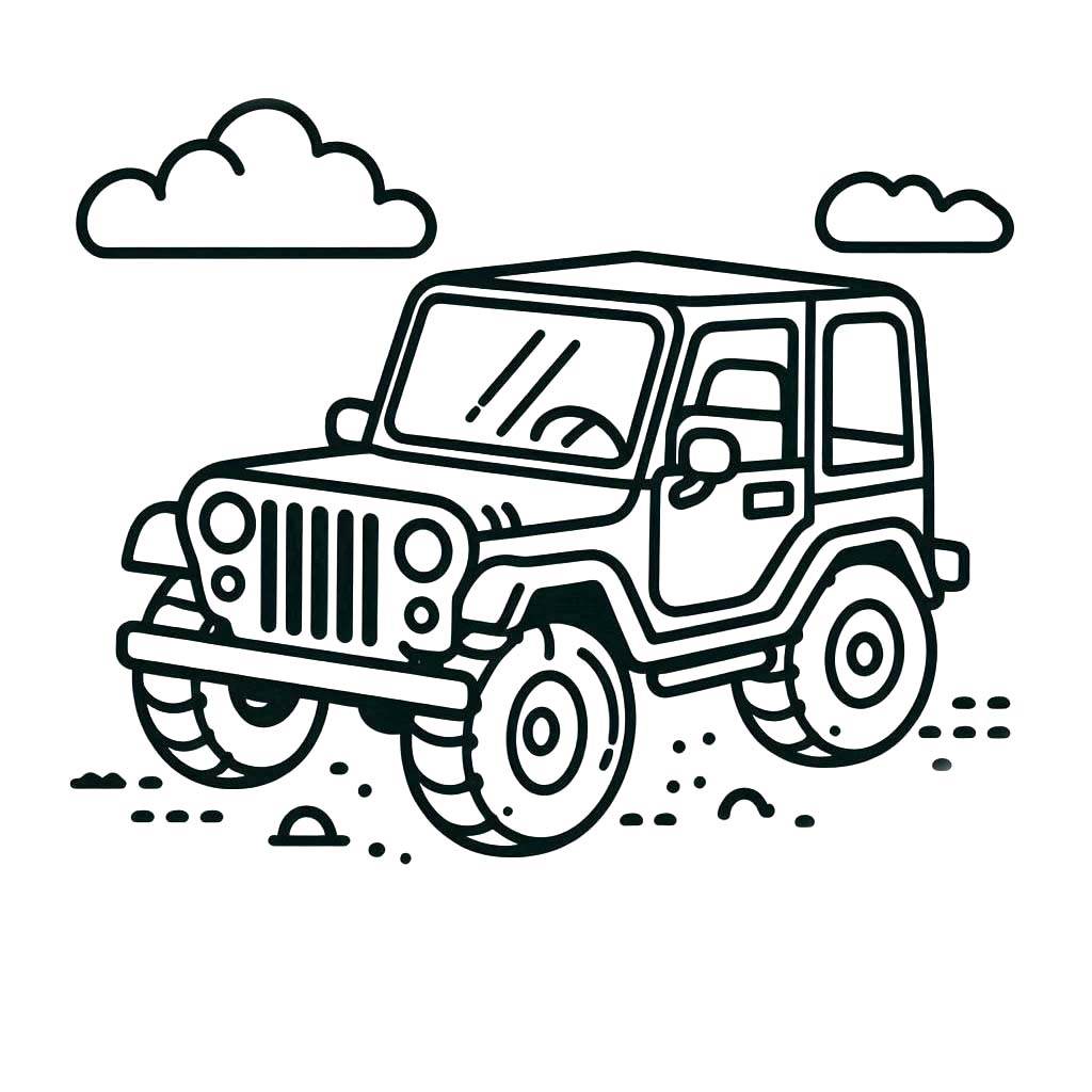 Zeichnen Jeep zum Ausdrucken für Kinder