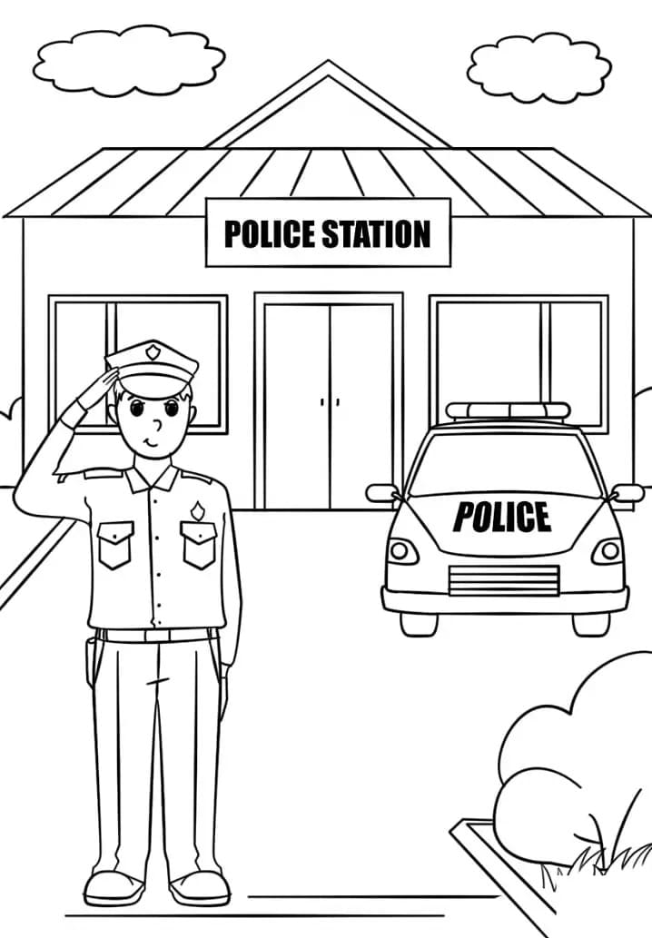 Zeichnen Polizeiwache schlicht bei Kindern