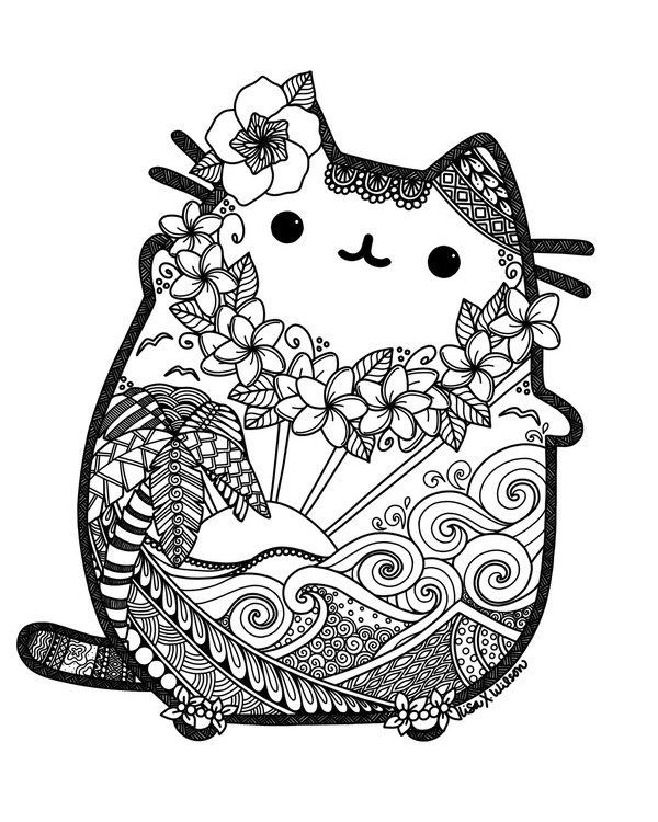 Zeichnen Pusheen mandala