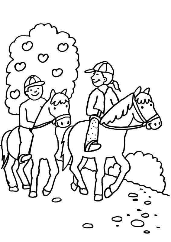 Zeichnen Reiterhof einfach bei Kindern