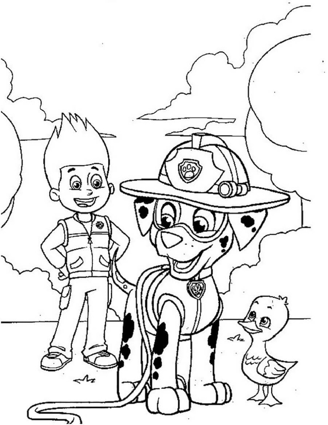 Zeichnen Ryder Paw Patrol zum Ausdrucken für Kinder