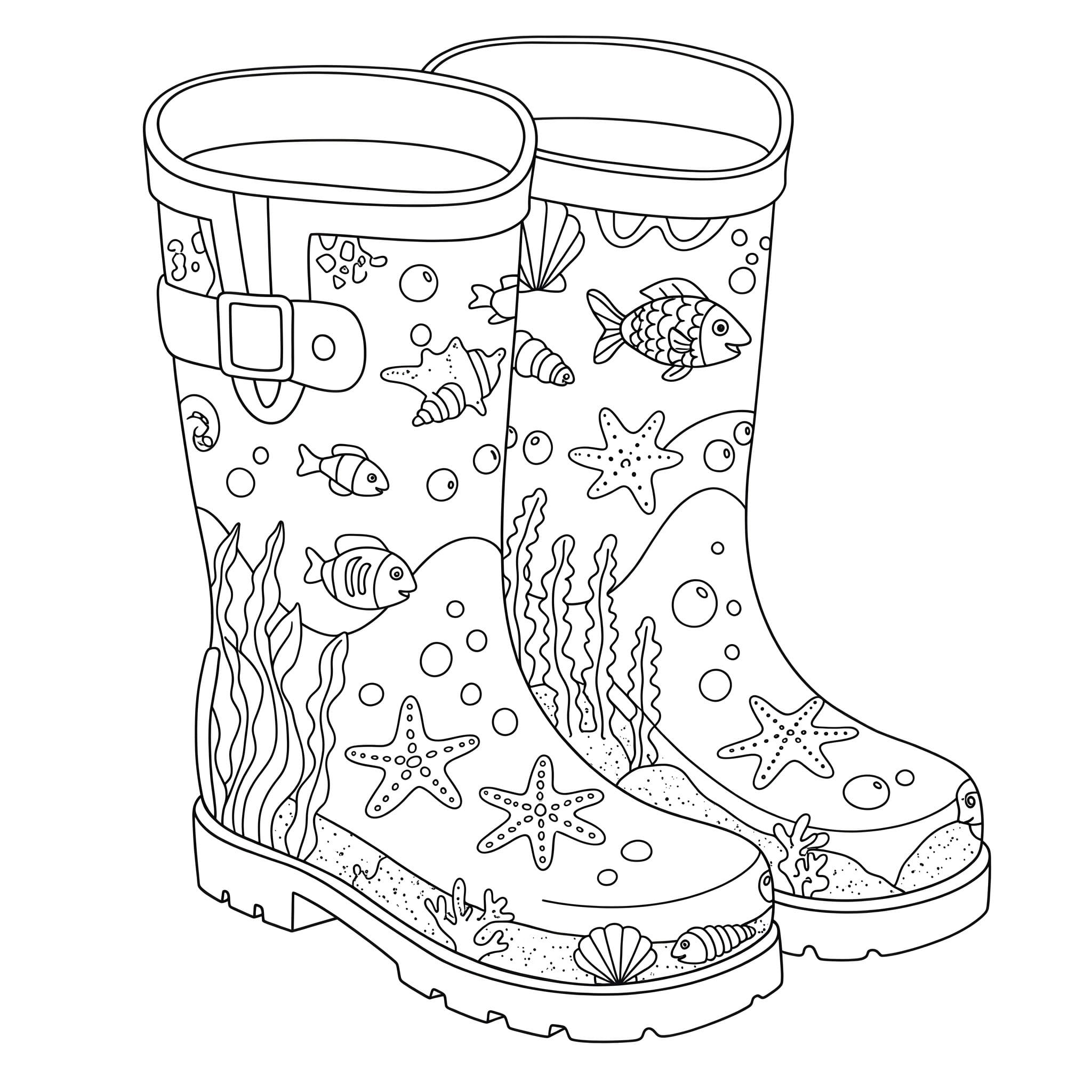 Zeichnung Gummistiefel kostenlos für Kinder