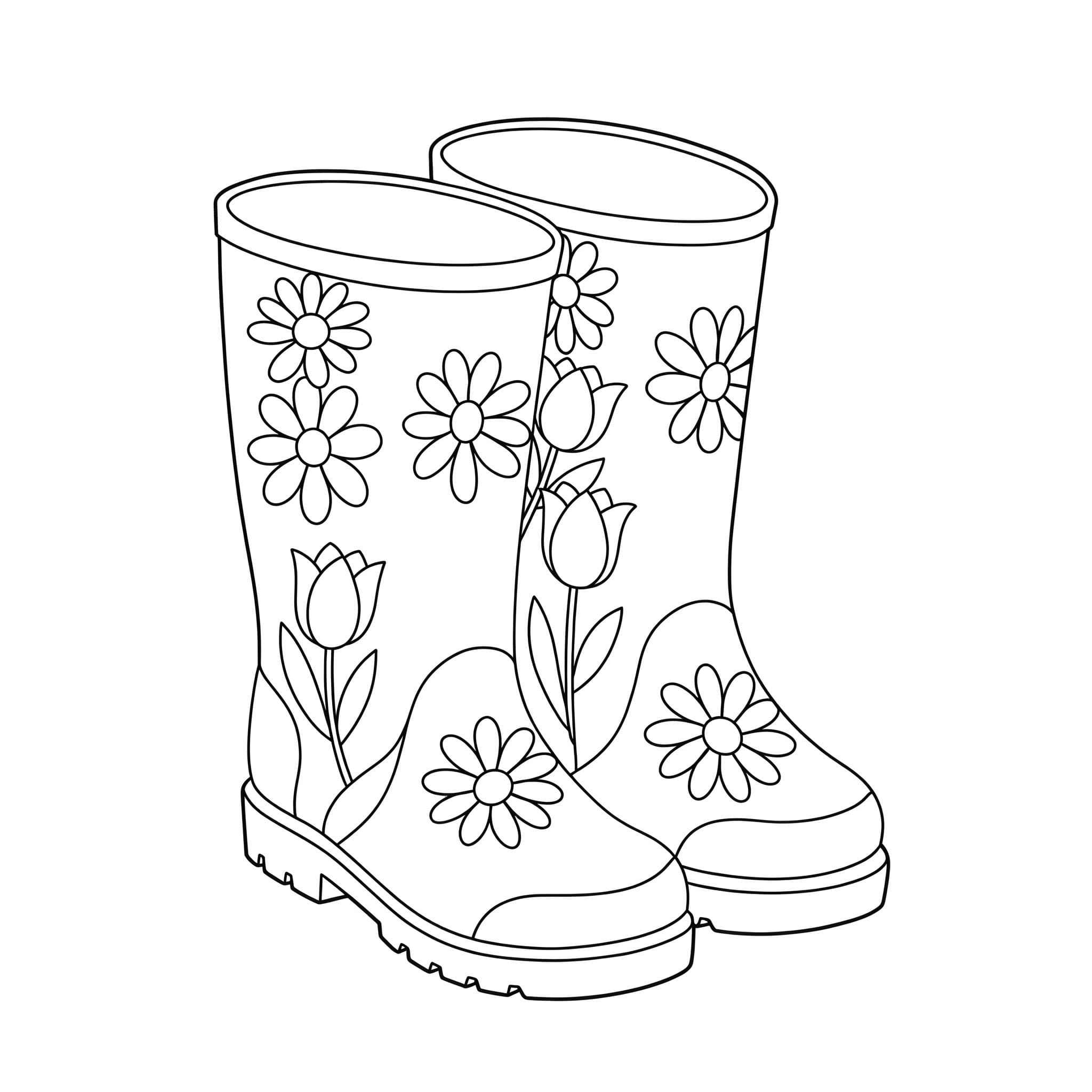 Zeichnung Gummistiefel zum Ausdrucken für Kinder