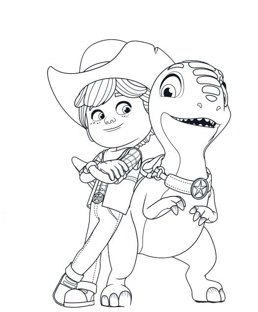 Zeichnen Dino Ranch zum Ausdrucken für Kinder