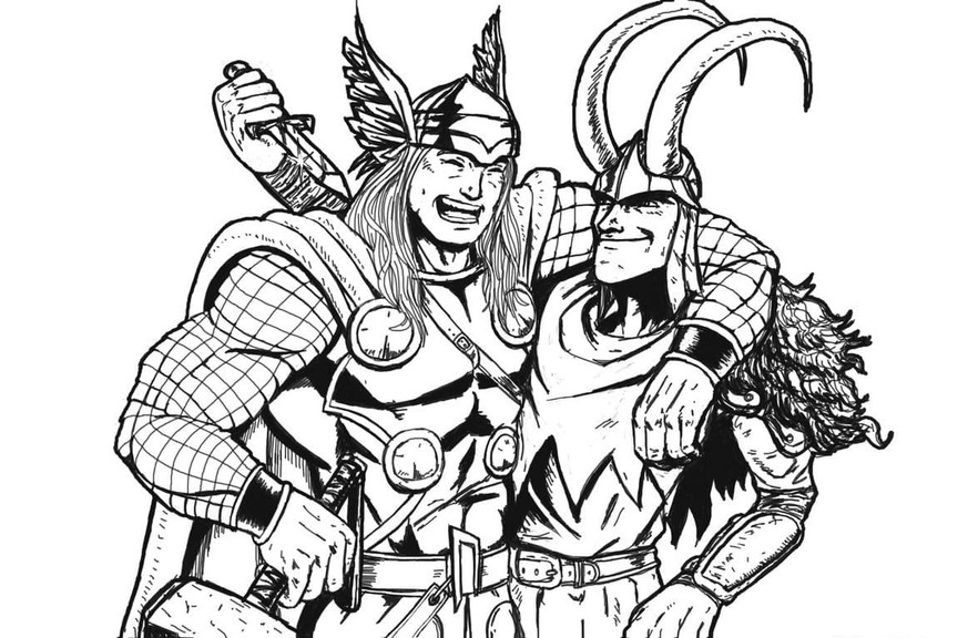 Zeichnen Loki und Thor