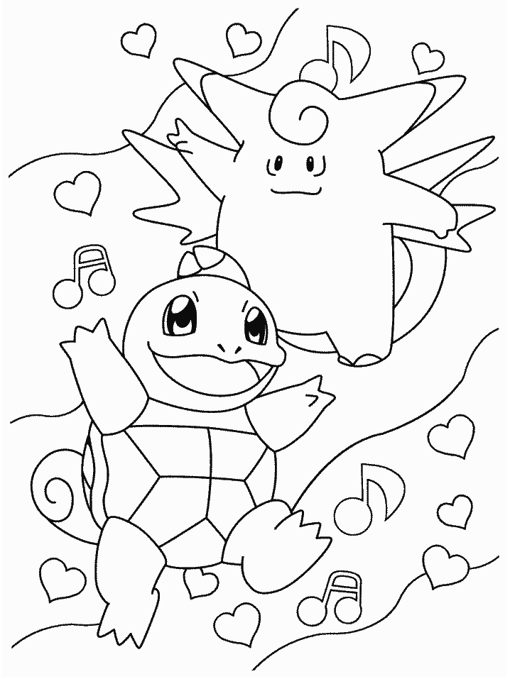Pokemon and Turtle para colorir