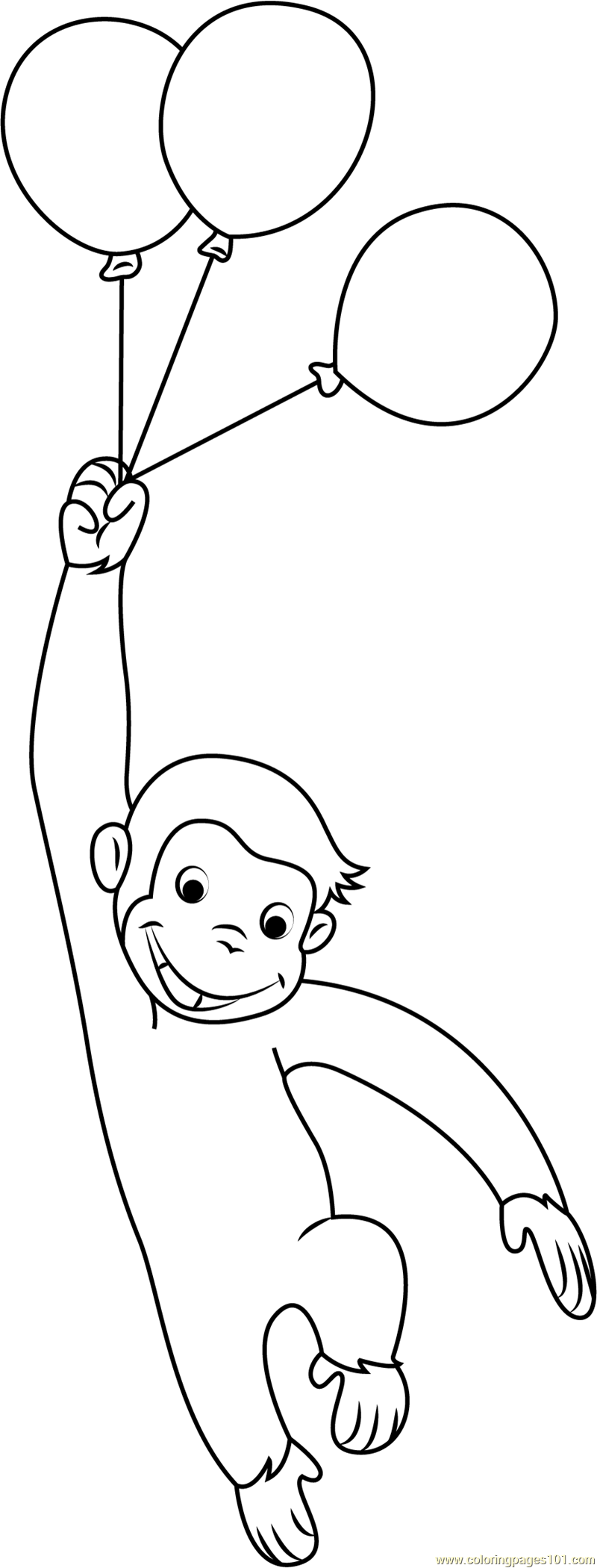 Curious George With Balloons para colorir