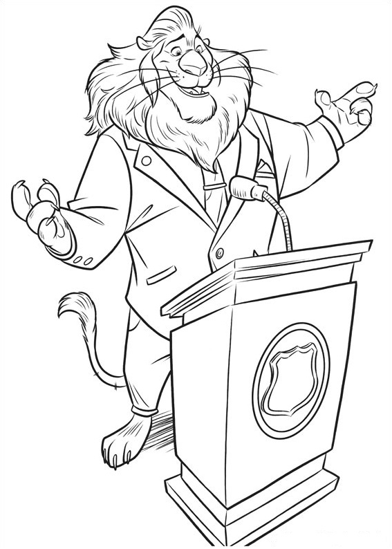 Mayor Lionheart Speaking para colorir
