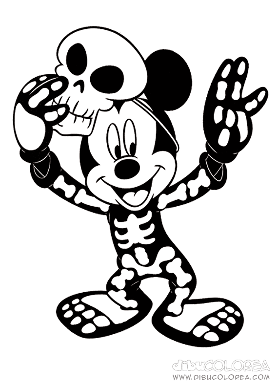 Mickey And Skeleton Costume para colorir