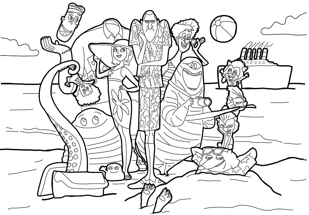 Dracula And Family On The Beach para colorir