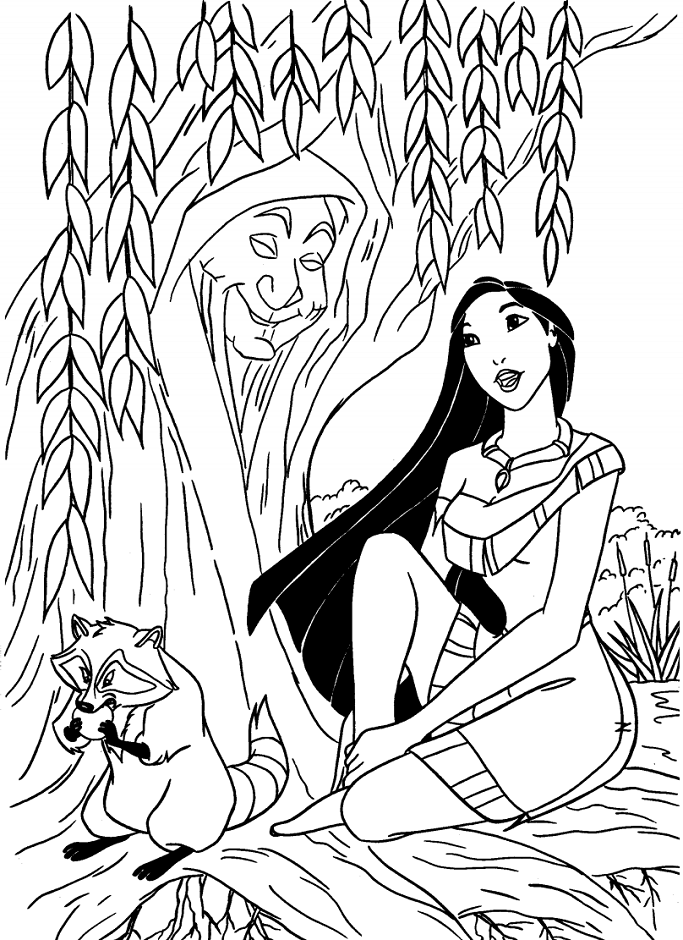 Pocahontas And Grandmother Willow para colorir