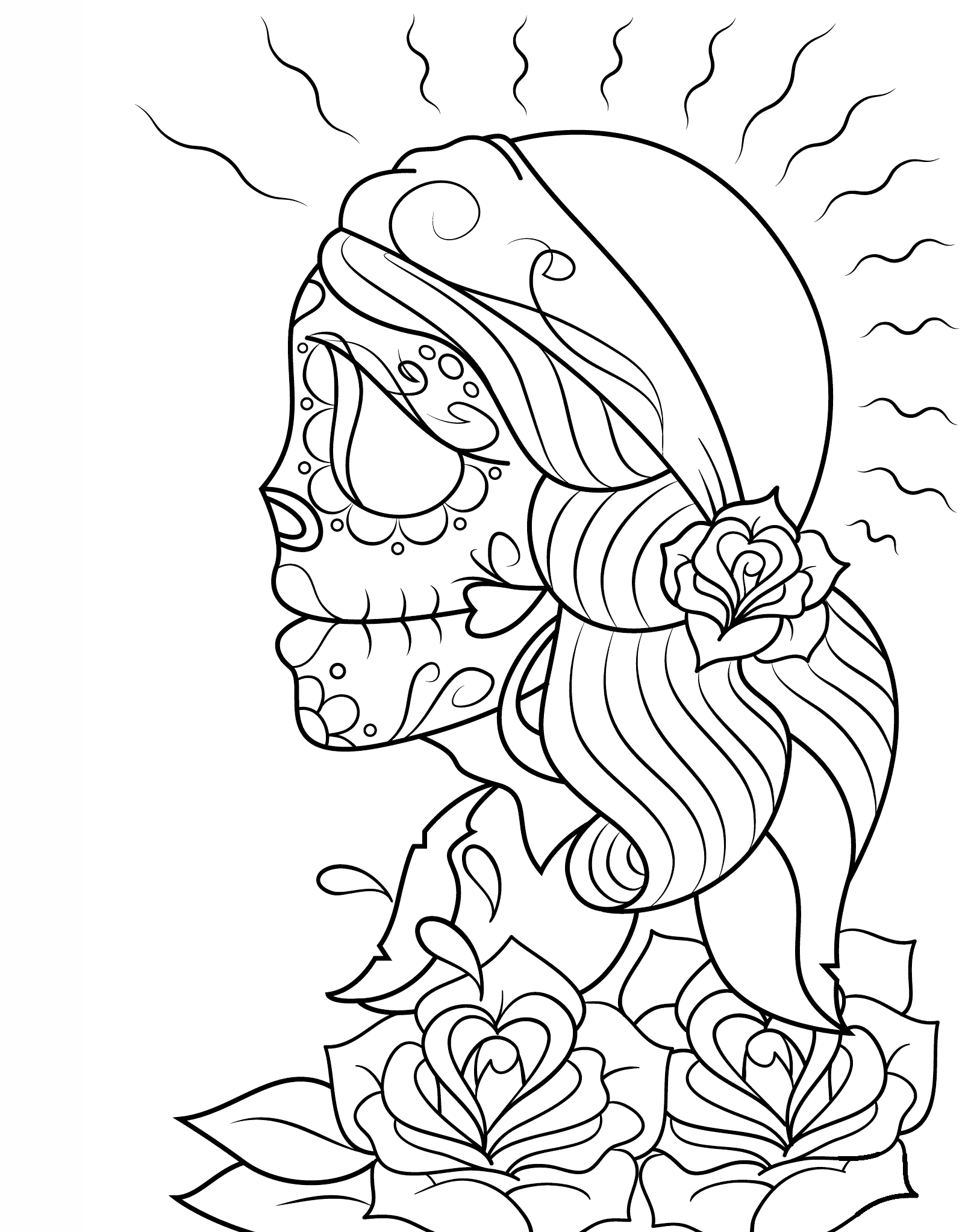 Day Of The Dead Girl Skull para colorir