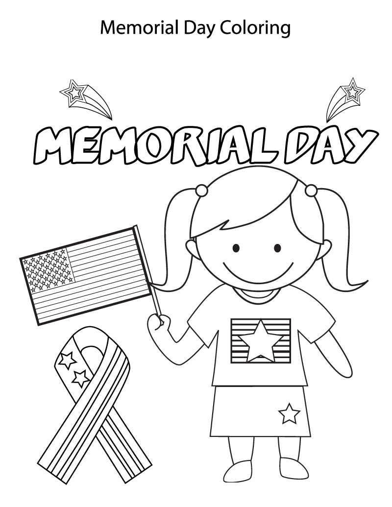 Dibujos de Little Girl Celebrate Memoria Day para colorear