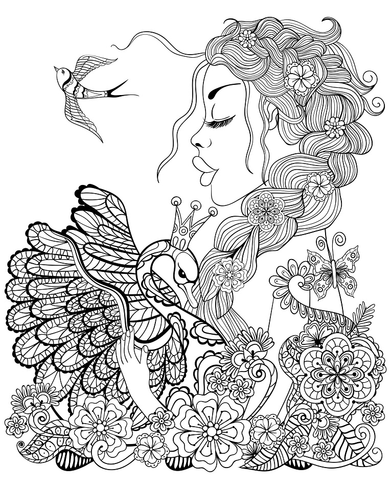 Forest Fairy with Swan para colorir