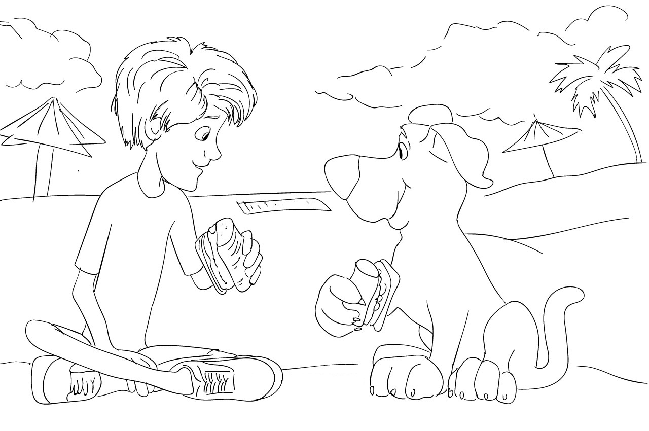 Scooby Y Shaggy Comiendo Sandwich para colorir