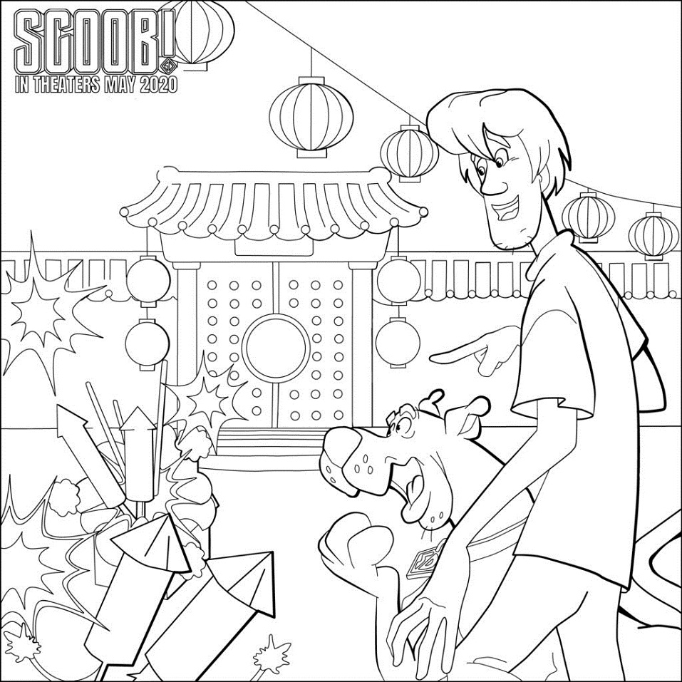 Shaggy and Scooby and Fireworks para colorir