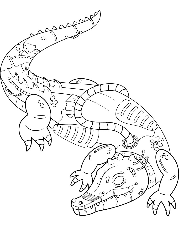 Steampunk Alligator para colorir