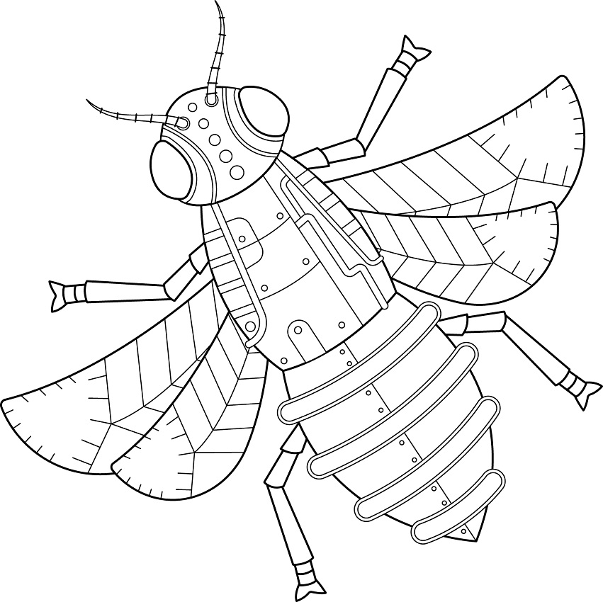 Steampunk Bee para colorir
