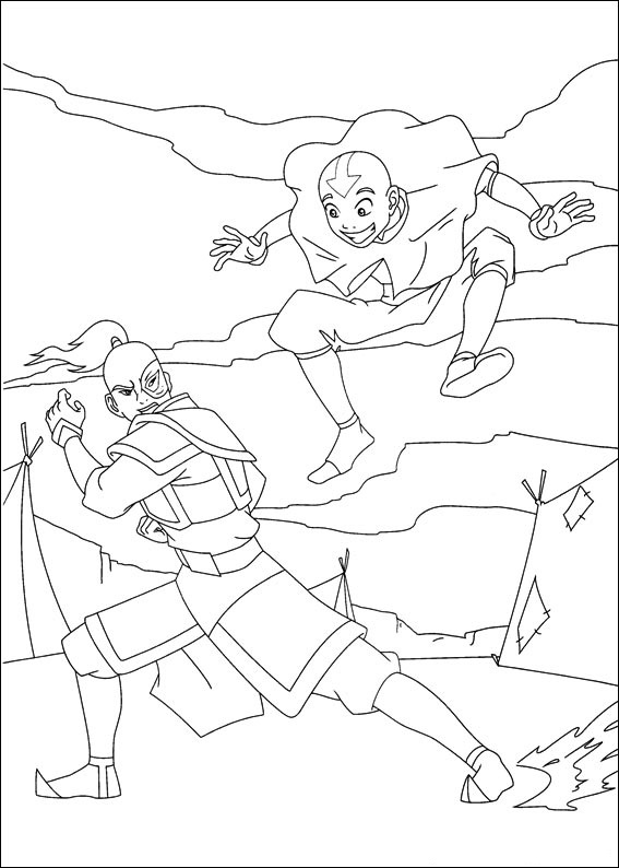 Dibujos de Aang Con Zuko para colorear