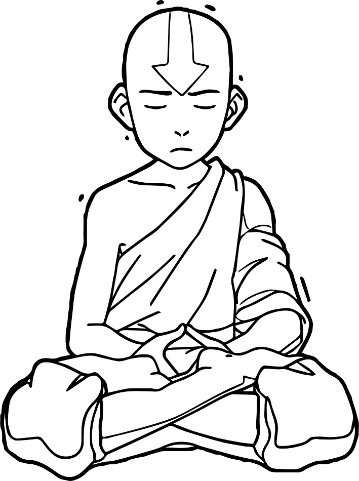 Dibujos de Aang Está Meditando para colorear